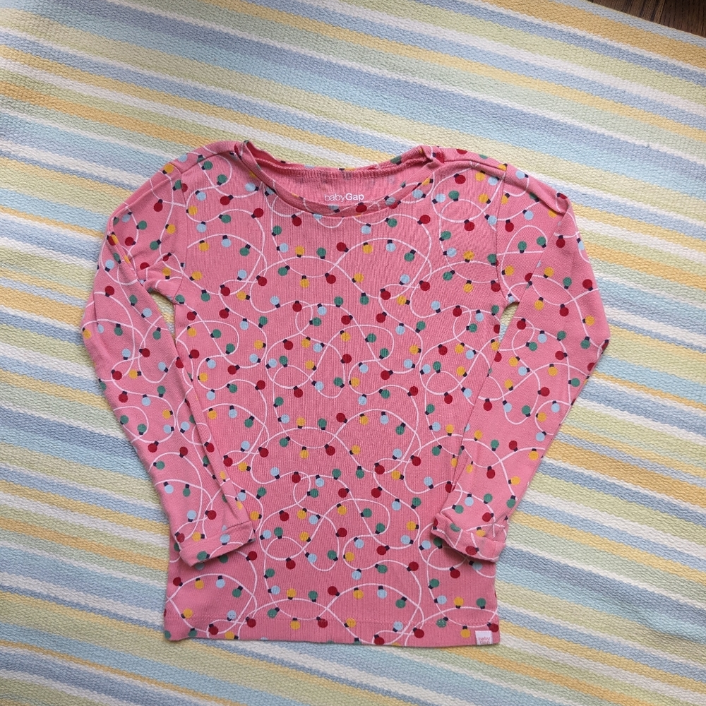 Baby GAP Christmas/ Holiday lights PJ Top 4T